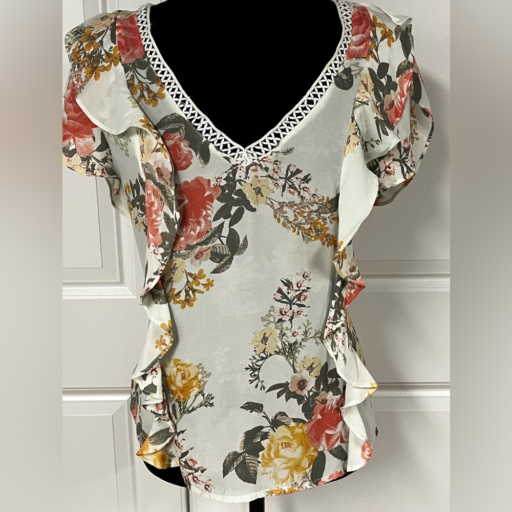 American Rag Floral Ruffle Blouse